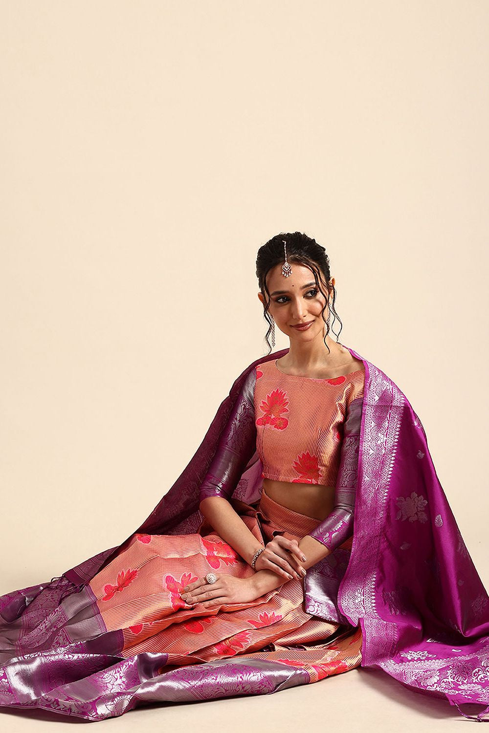 Peach Silk Sangeet Lehenga Choli SFROY537901