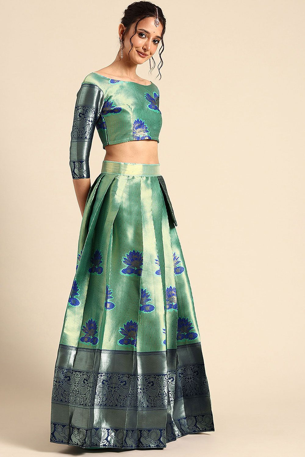 Green Silk Sangeet Lehenga Choli SFROY537902