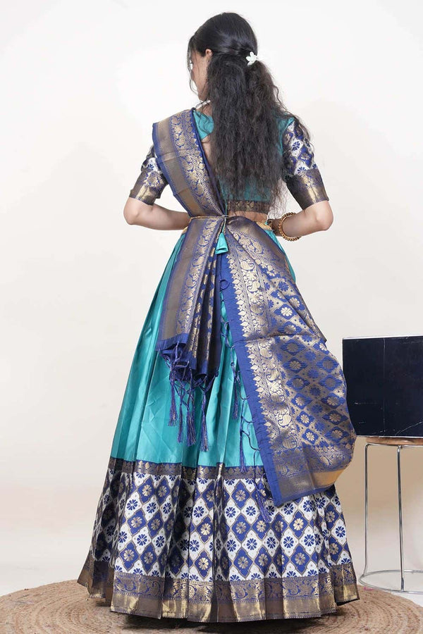 Turquoise Silk Sangeet Lehenga Choli SFROY538502