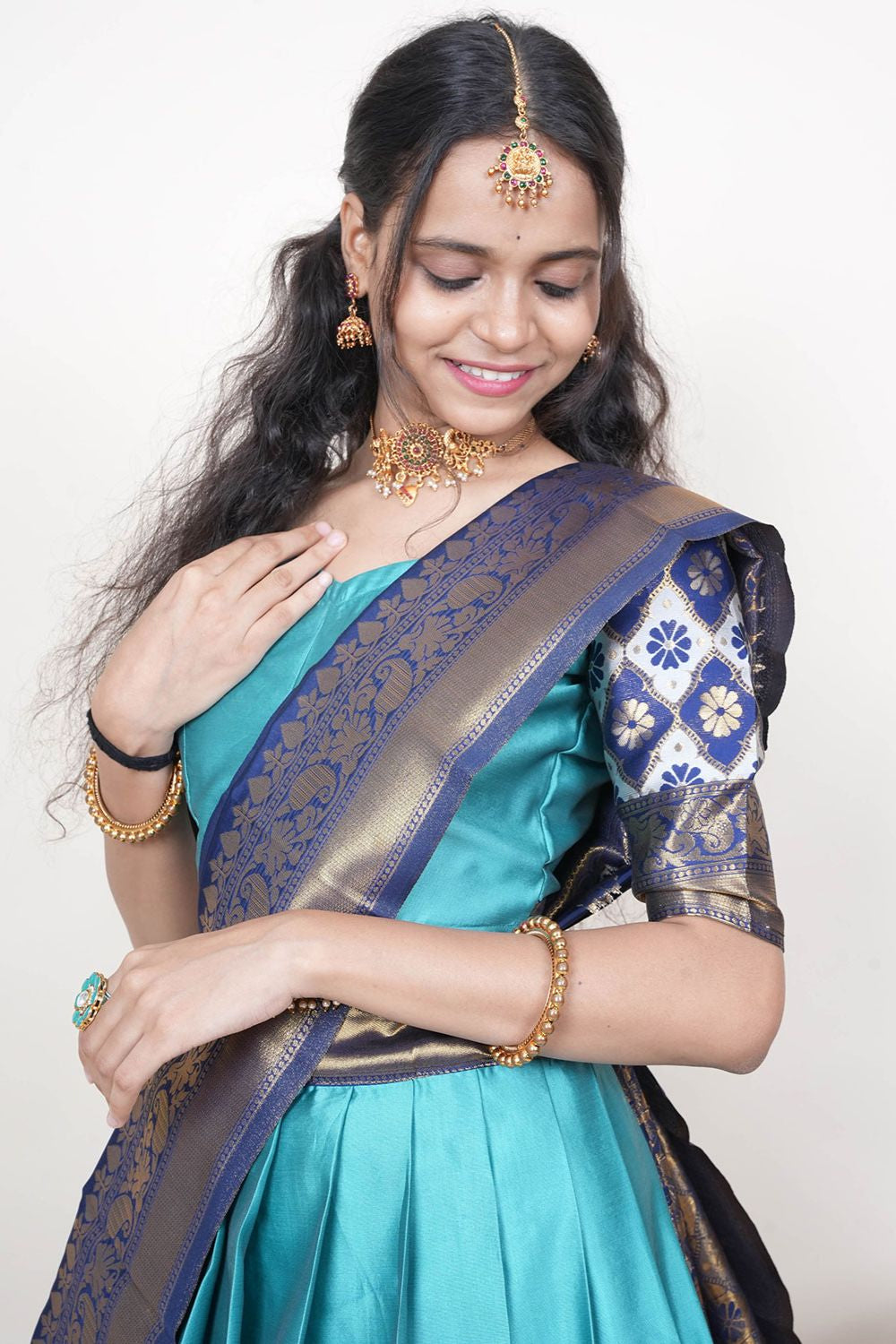 Turquoise Silk Sangeet Lehenga Choli SFROY538502