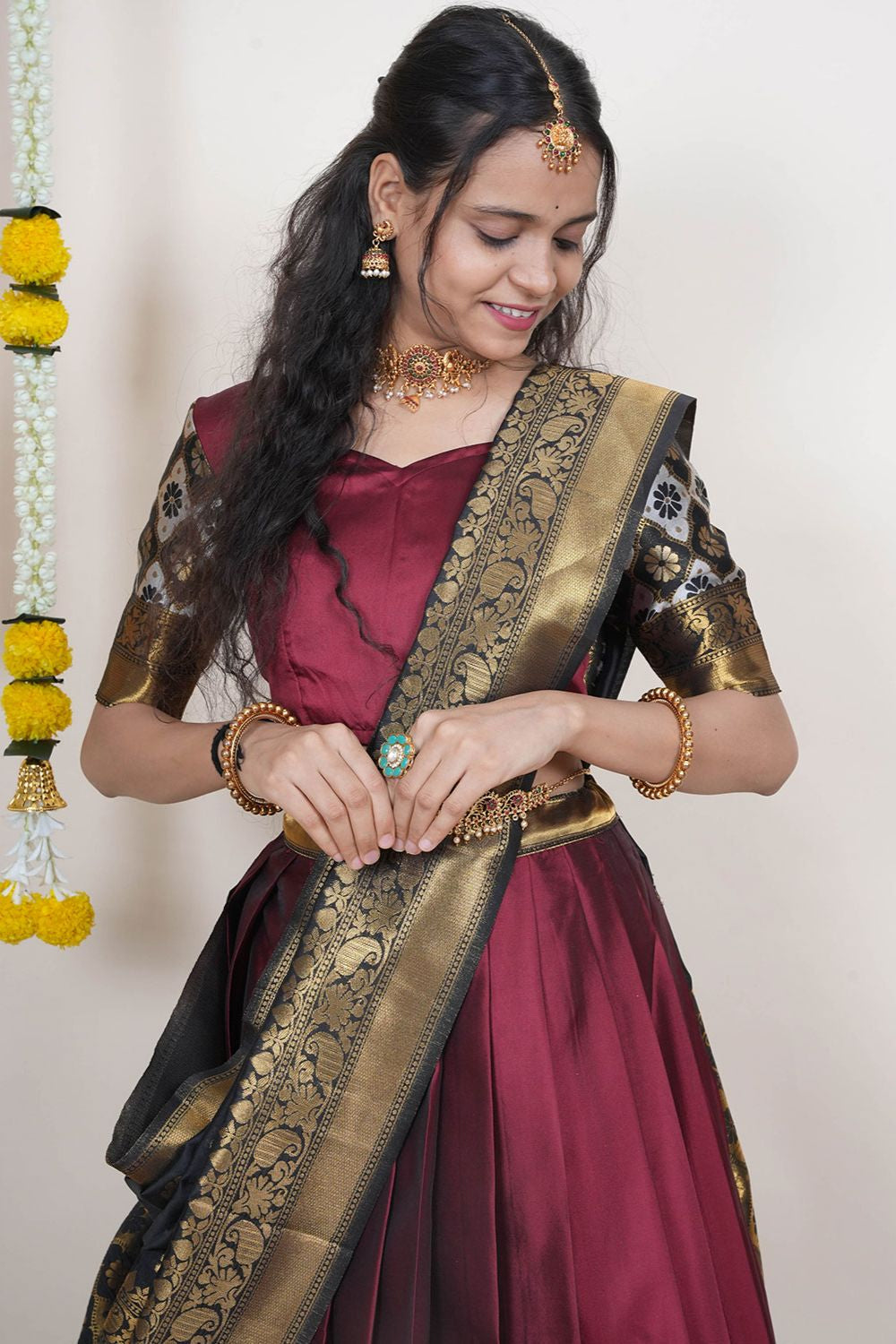 Maroon Silk Sangeet Lehenga Choli SFROY538503
