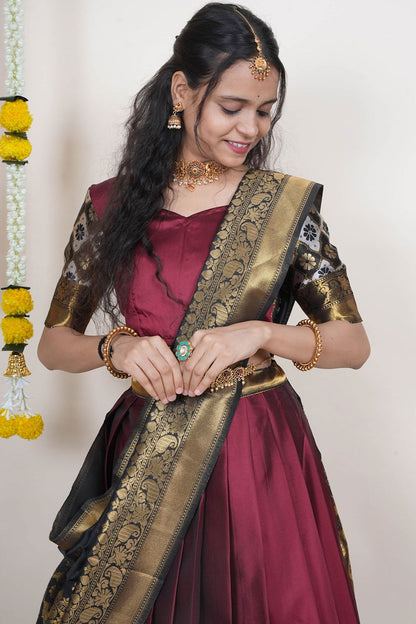 Maroon Silk Sangeet Lehenga Choli SFROY538503