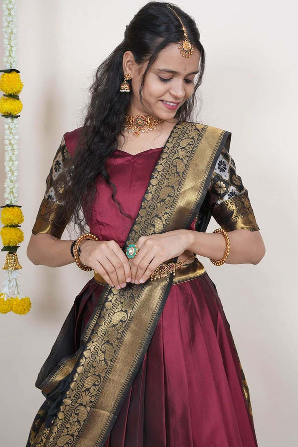 Maroon Silk Sangeet Lehenga Choli SFROY538503