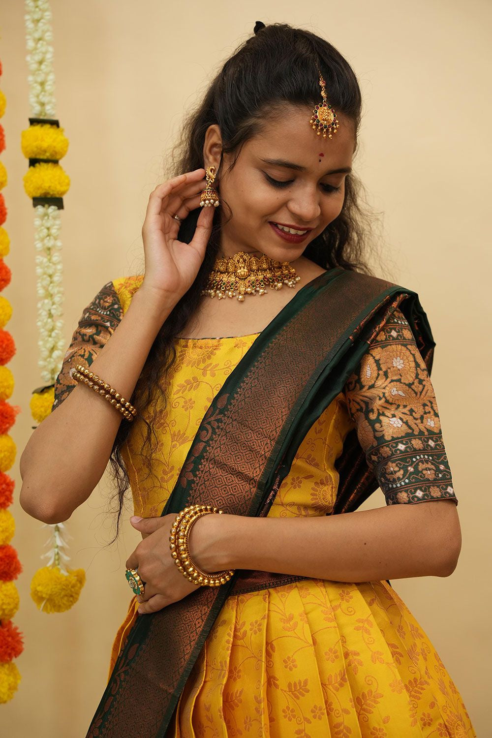 Yellow Haldi Wedding Sangeet Silk  Silk Lehenga Choli SFROY539002