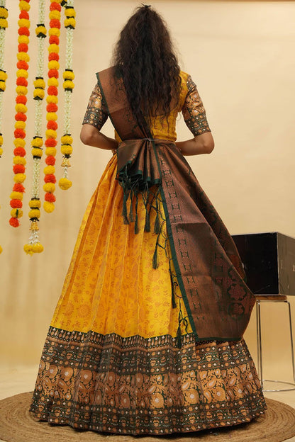 Yellow Haldi Wedding Sangeet Silk  Silk Lehenga Choli SFROY539002