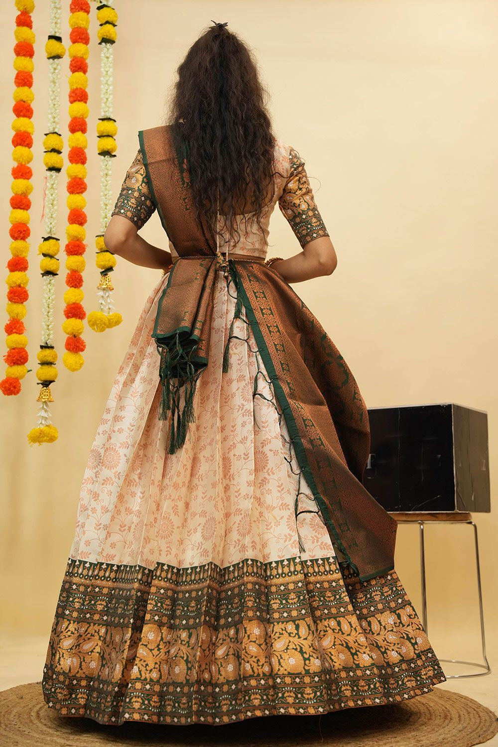 Cream Silk Wedding Sangeet Silk  Lehenga Choli  SFROY539003