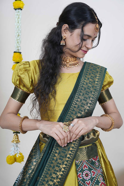 Yellow Silk Sangeet Lehenga Choli  SFROY539105