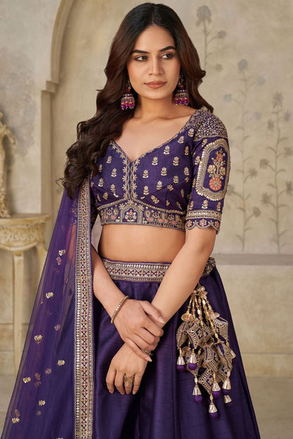 Purple Silk Lehenga Choli - SFRELS6502