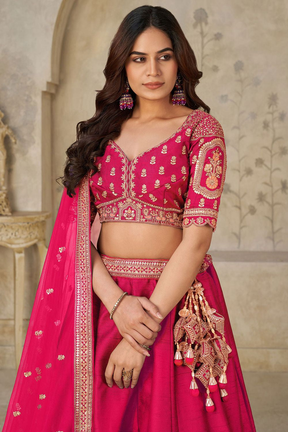 Rani Pink Silk Lehenga Choli - SFRELS6503