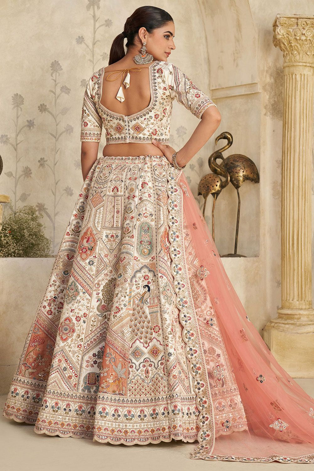 Cream Silk Lehenga Choli - SFRELS6506