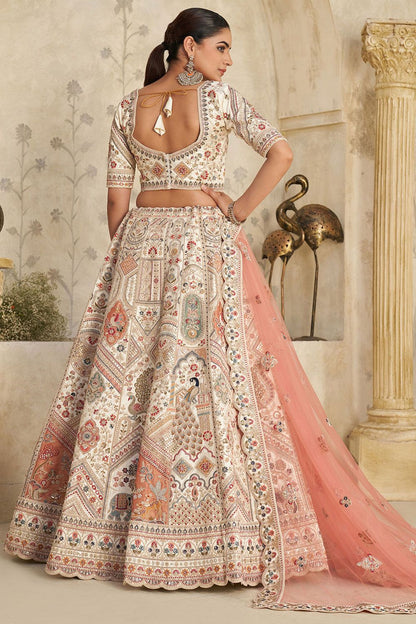 Cream Silk Lehenga Choli - SFRELS6506