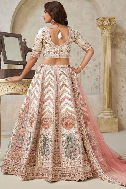 Cream Silk Lehenga Choli - SFRELS6507