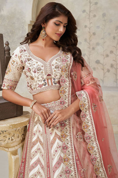 Cream Silk Lehenga Choli - SFRELS6507