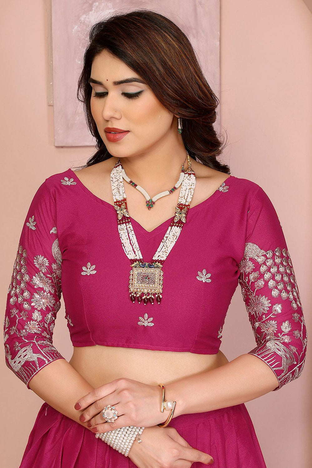 Pink Georgette Lehenga Choli - SFROY457901