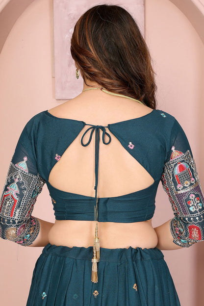 Blue Georgette Lehenga Choli - SFROY457905