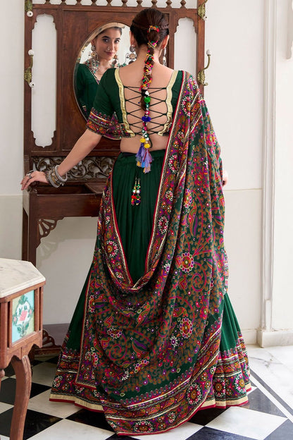Green Tussar Silk Navratri Lehenga Choli SFROY548701R
