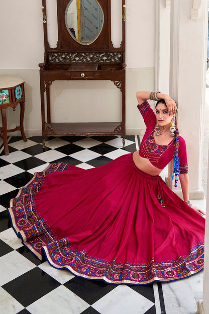 Pink Tussar Silk Navratri Lehenga Choli SFROY548703R