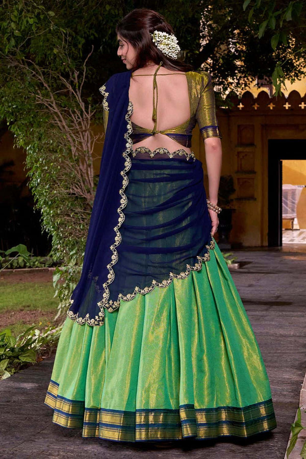 Green Silk Navratri Lehenga Choli In Silk SFROY550701