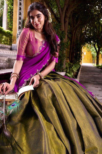Green Silk Navratri Lehenga Choli In Silk SFROY550702