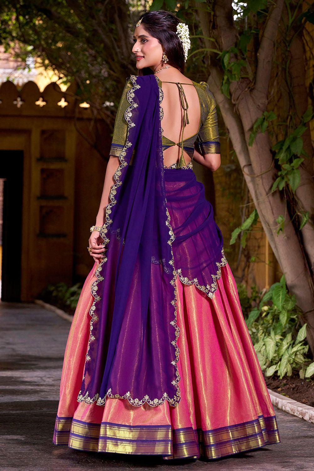 Pink Silk Navratri Lehenga Choli In Silk SFROY550703