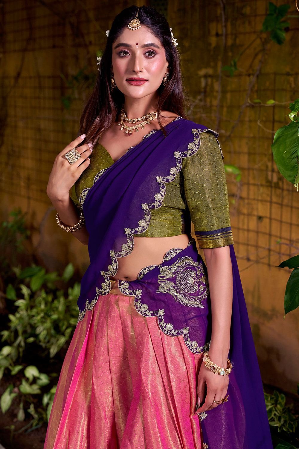 Pink Silk Navratri Lehenga Choli In Silk SFROY550703