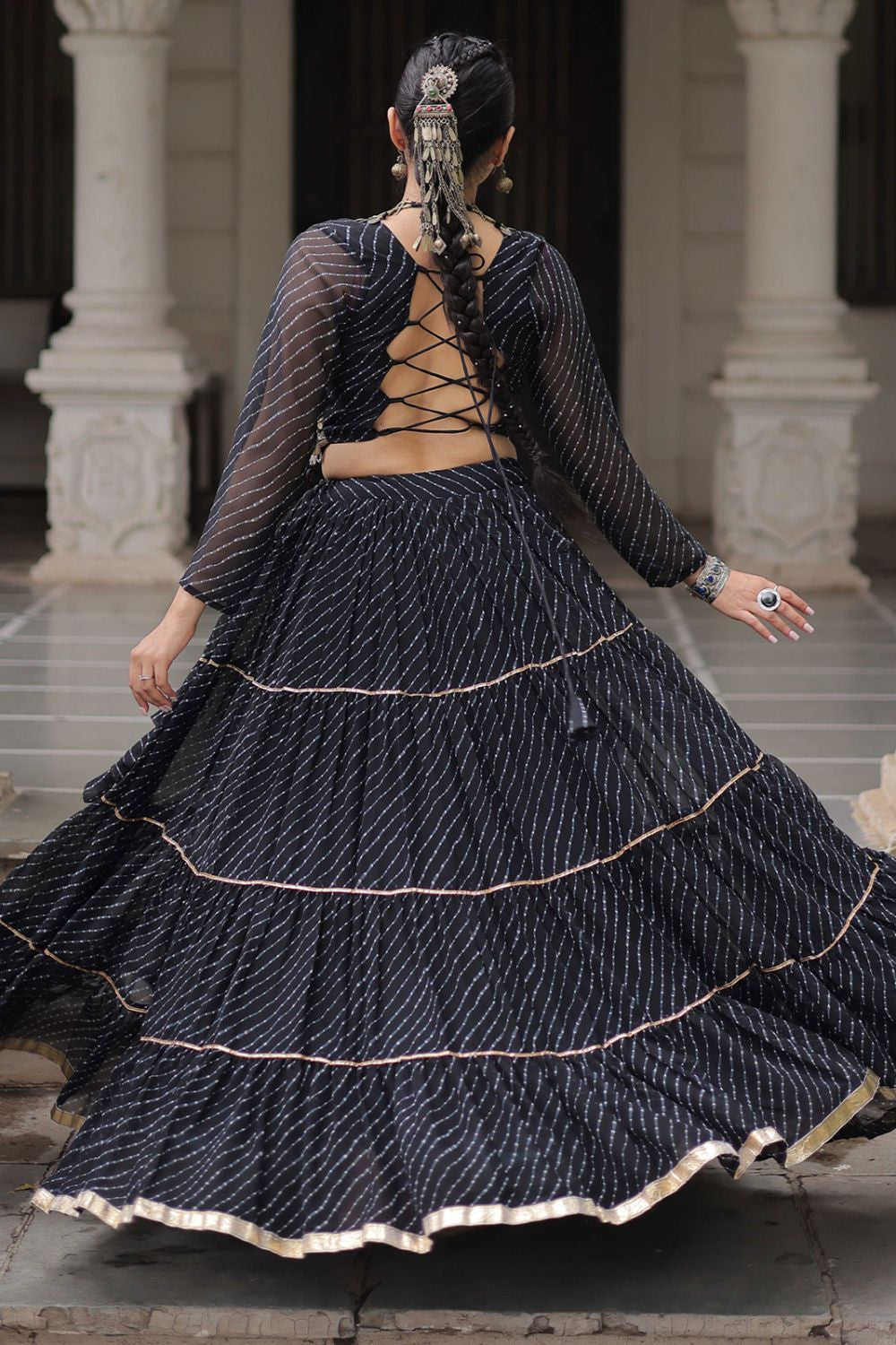 Black Georgette Chaniya Cholis SFROY551401R