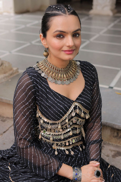 Black Georgette Chaniya Cholis SFROY551401R