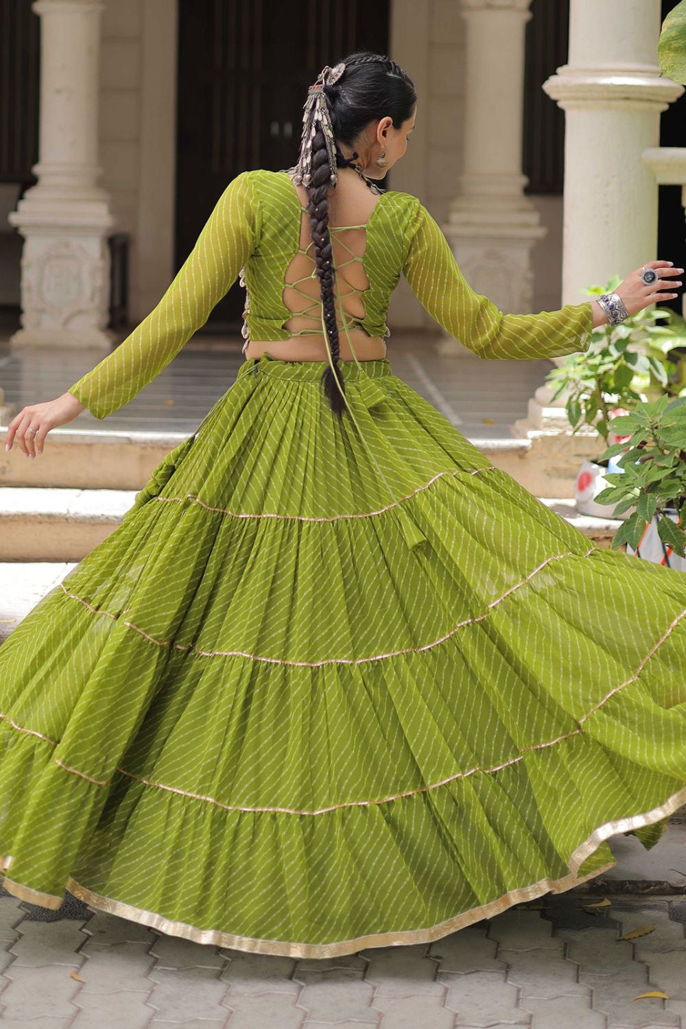 Green Georgette Chaniya Cholis SFROY551403R