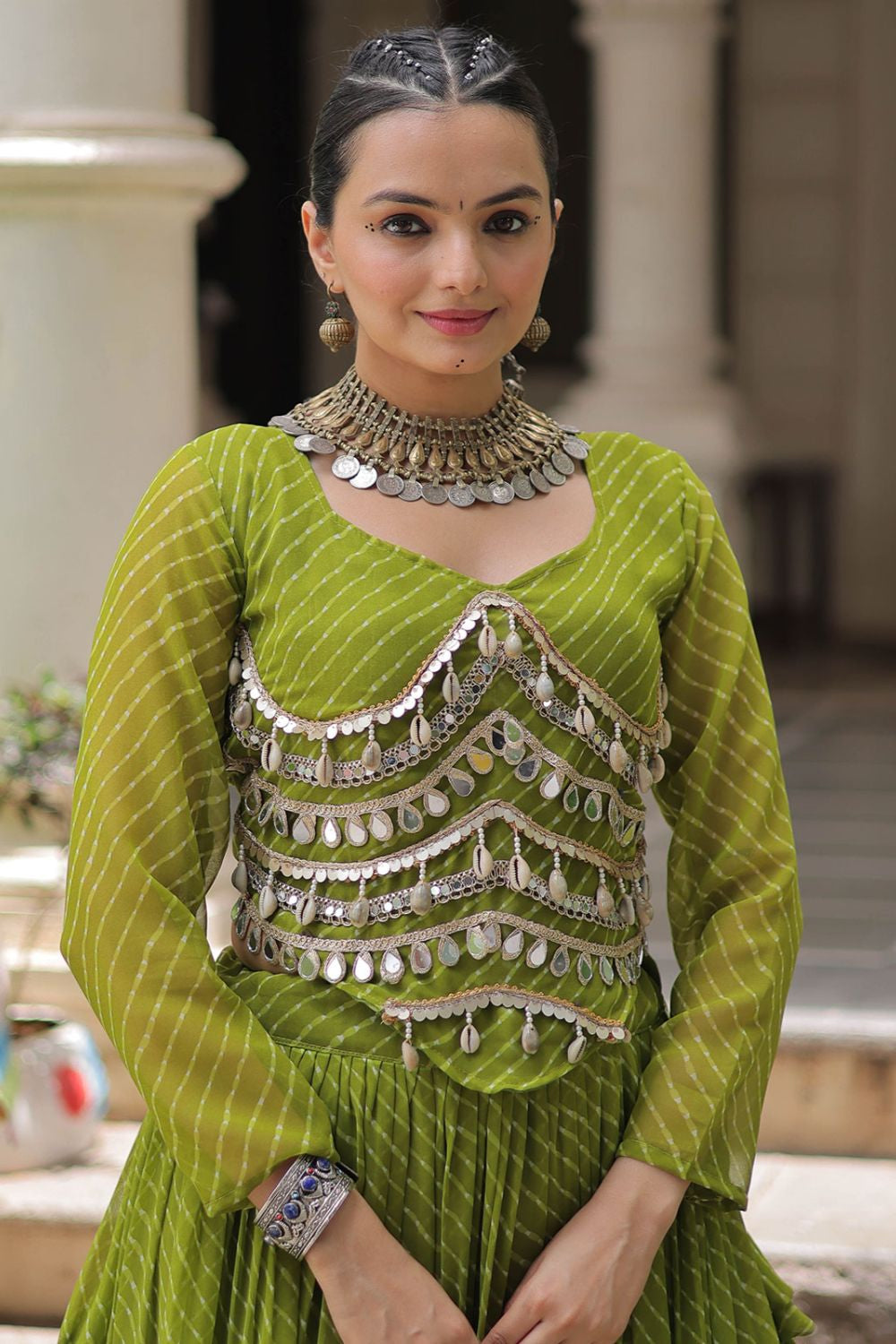 Green Georgette Chaniya Cholis SFROY551403R