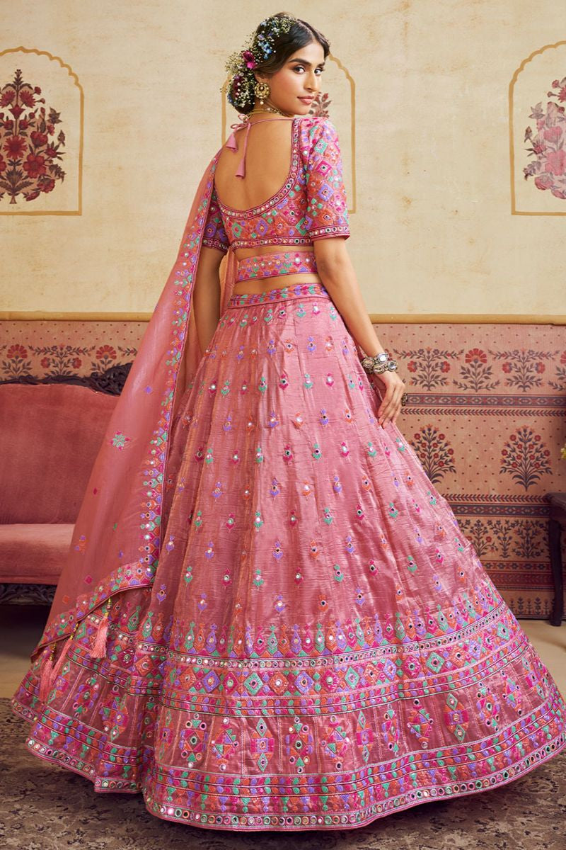Pink Organza Lehenga Choli - SFROY553904