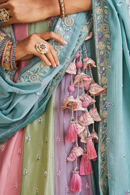 Pink Chiffon Wedding Party Lehenga Choli SFROY553908