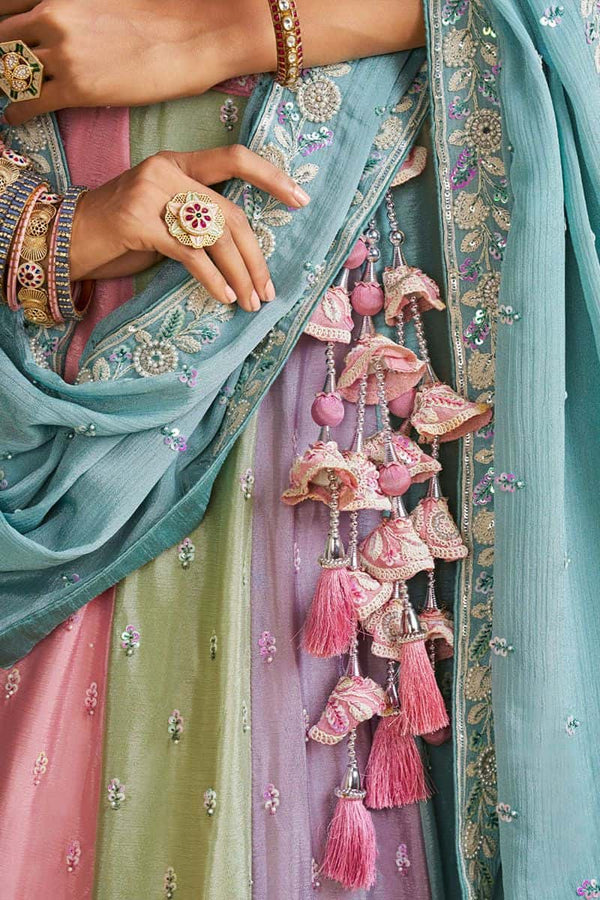 Pink Chiffon Wedding Party Lehenga Choli SFROY553908
