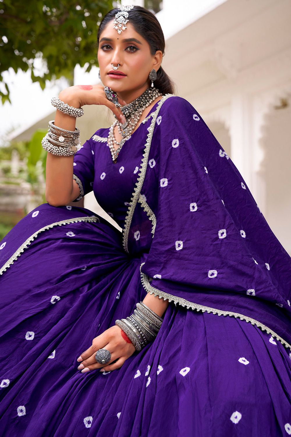 Purple Chanderi Navratri Chaniya Choli  SFROY554701R