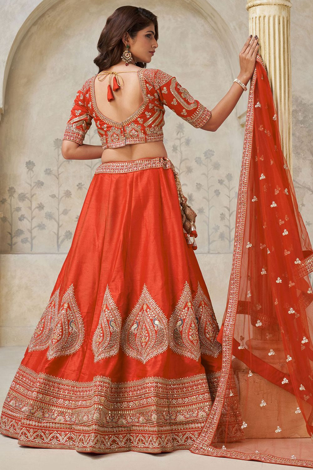 Orange Silk Lehenga Choli - SFRELS6512