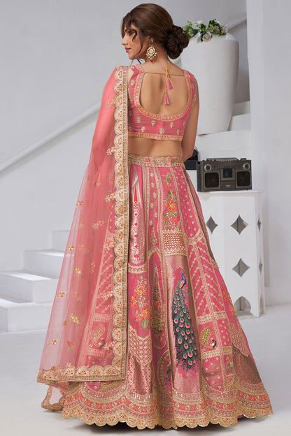 Pink Banarasi Lehenga Choli - SFRELS6516