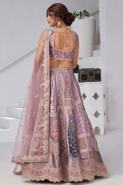 Purple Banarasi Lehenga Choli - SFRELS6517