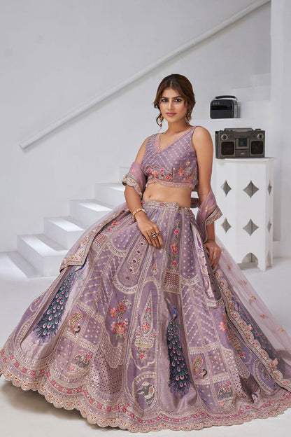 Purple Banarasi Lehenga Choli - SFRELS6517