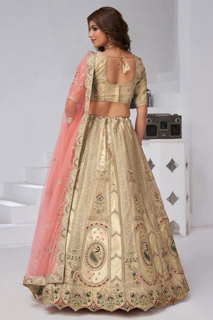 Cream Banarasi Lehenga Choli - SFRELS6519