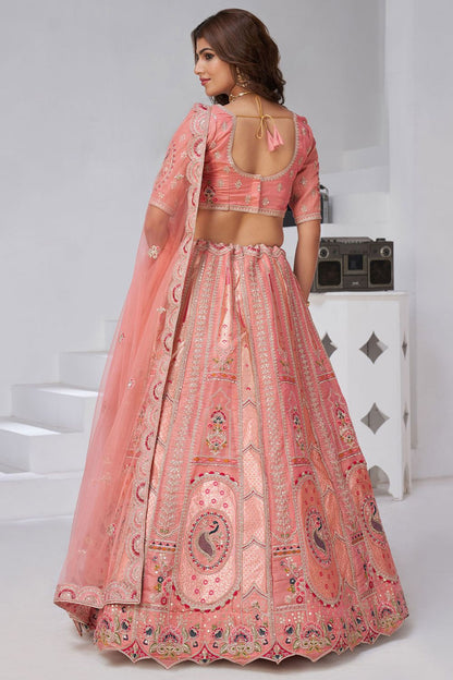 Pink Banarasi Lehenga Choli - SFRELS6521