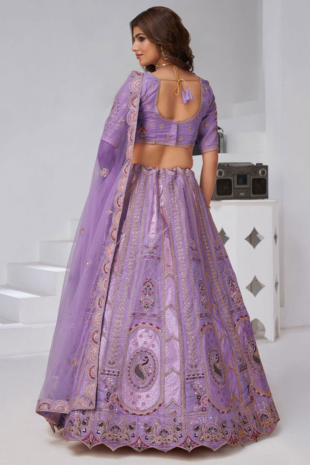 Purple Banarasi Lehenga Choli - SFRELS6522