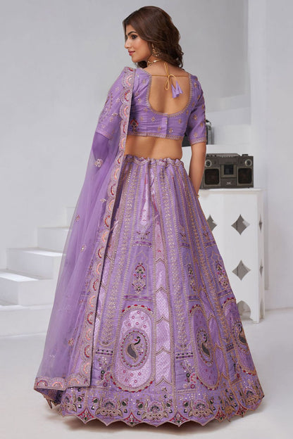 Purple Banarasi Lehenga Choli - SFRELS6522