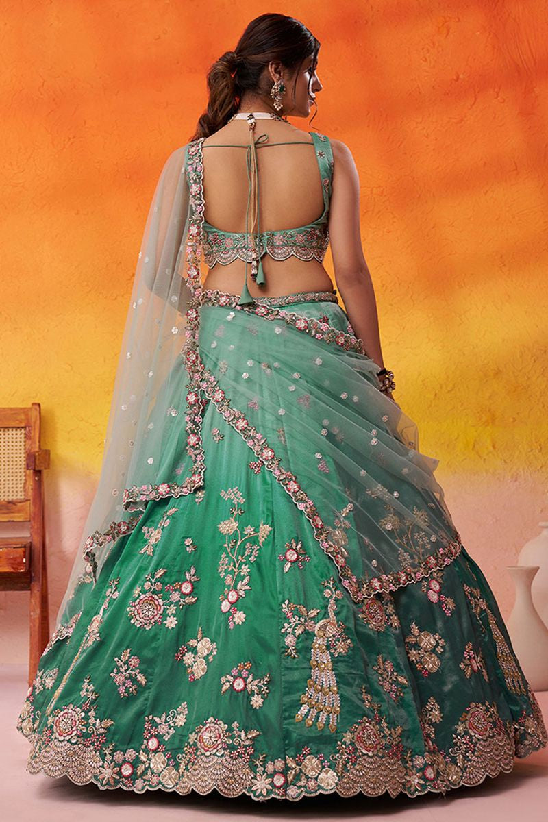 Green Tissue Wedding Lehenga Choli SFROY565702