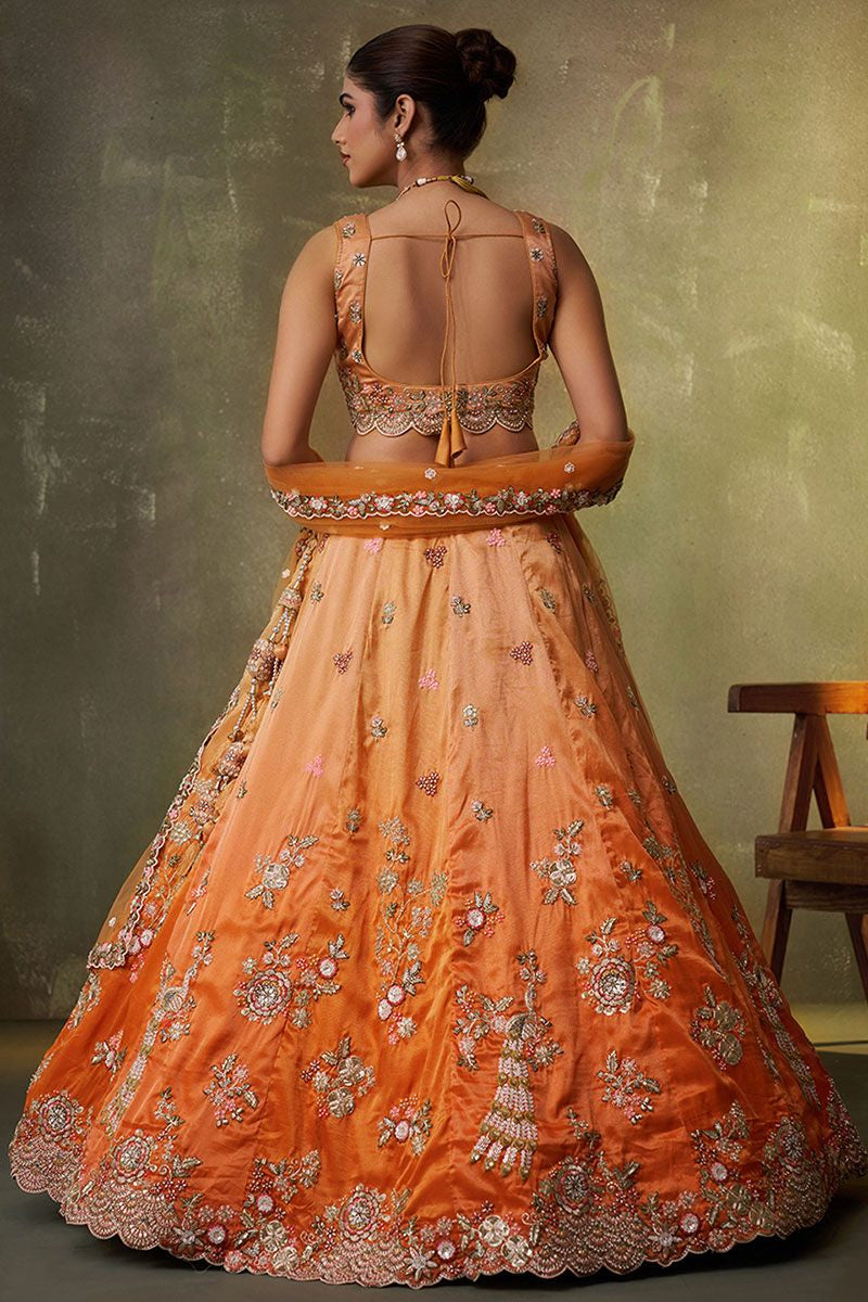 Orange Tissue Wedding Lehenga Choli SFROY565703