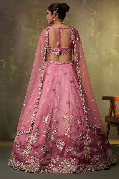 Pink Tissue Wedding Lehenga Choli SFROY565704