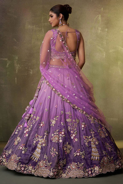 Purple Tissue Wedding Lehenga Choli SFROY565705