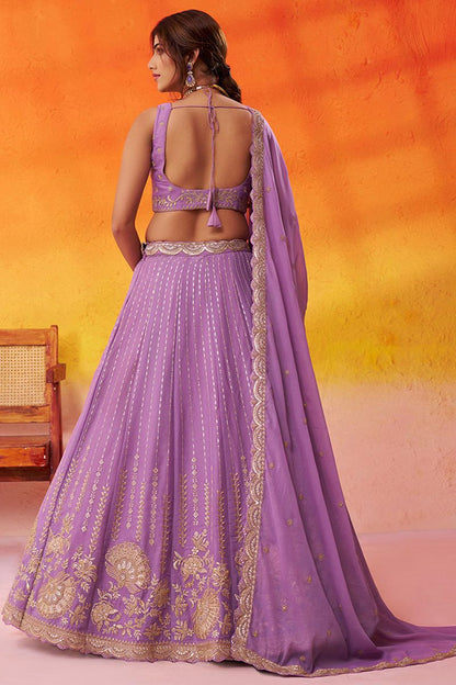 Purple Silk Wedding Lehenga Choli SFROY565706