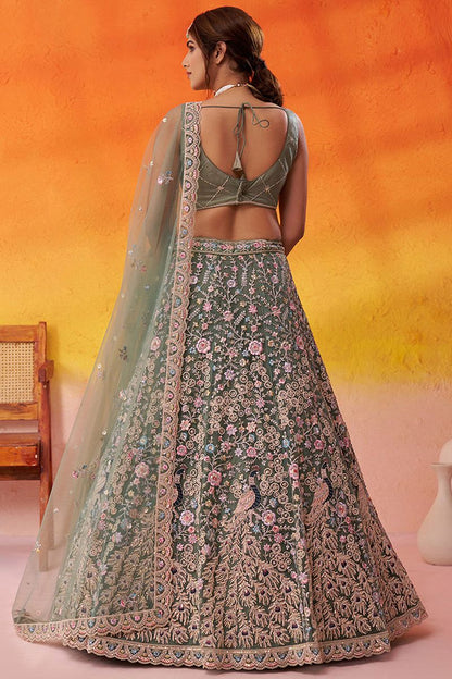 Green Net Lehenga Choli - SFROY565714