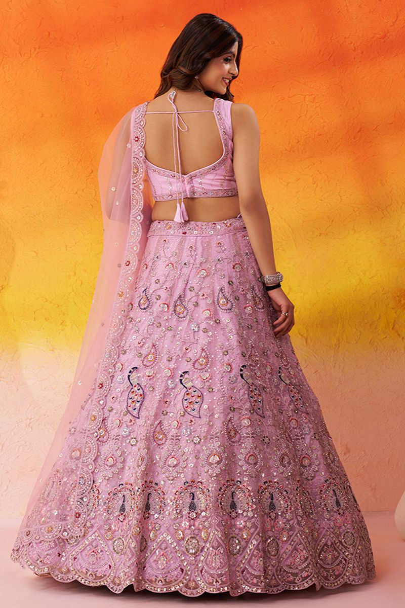 Pink Bridal Wedding Net Lehenga Choli  SFROY565720