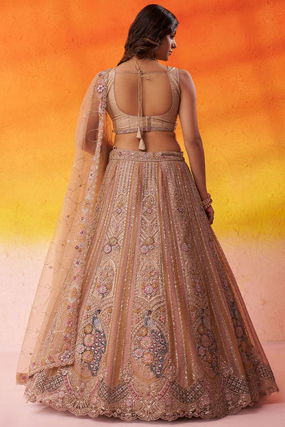 Beige Bridal Wedding Net Lehenga Choli  SFROY565721