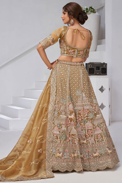 Brown Organza Lehenga Choli - SFRELS6524